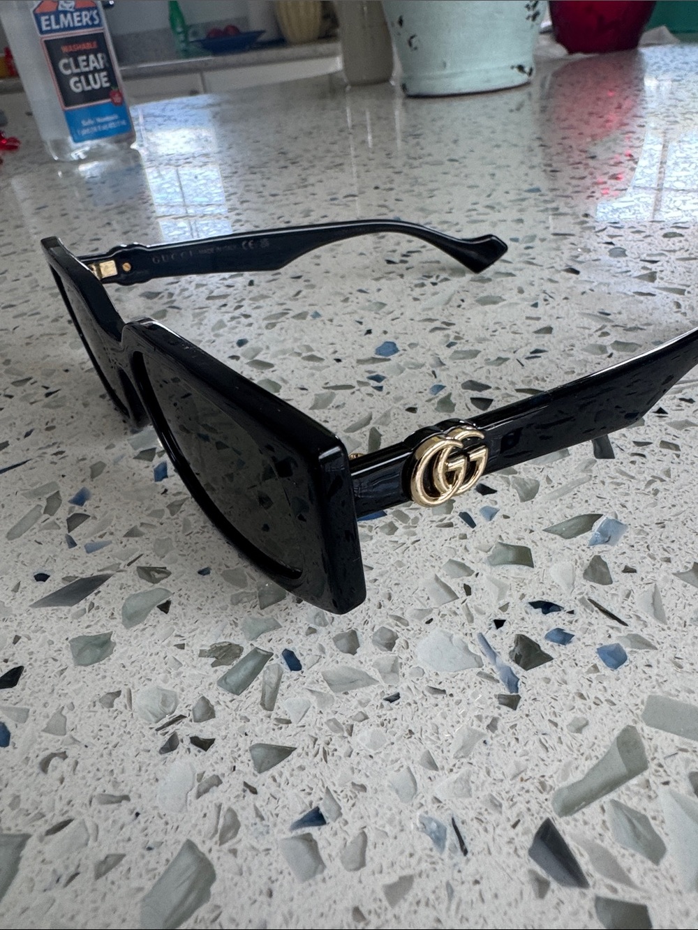 Gucci Black Sunglasses with Gold Double G Accent